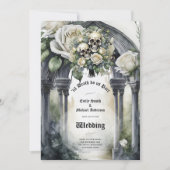 ゴシック結婚ズの白黒バラスカルフローラ 招待状 (正面)