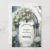 ゴシック結婚ズの白黒バラスカルフローラ 招待状 (正面)