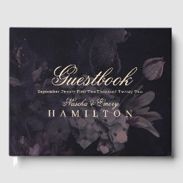 ゴシック結婚ズの紫色の水彩フローラボホ ゲストブック