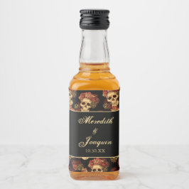 ゴシック結婚ズスカルブラックレッドローズカスタム リキュールボトルラベル