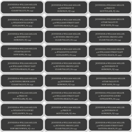 ゴシック結婚ズホワイトオンブラックゲストアドレス シール (正面)