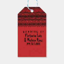 ゴシック結婚ズレースレッド黒ワインラベル ギフトタグ