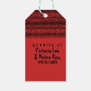 ゴシック結婚ズレースレッド黒ワインラベル ギフトタグ