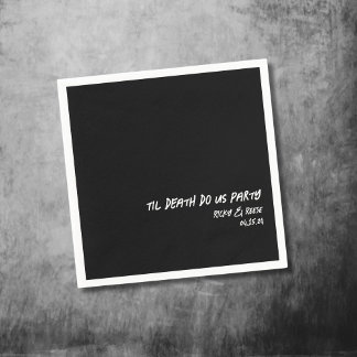 ゴシック結婚ズ名前をカスタムするブラックカクテルナプキン スタンダードカクテルナプキン