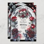 ゴシック結婚ズ赤黒バラスカルアーチ 招待状 (正面/裏面)