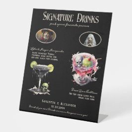 ゴシック結婚ドッグのシグネチャードリンクサイン 台座サイン