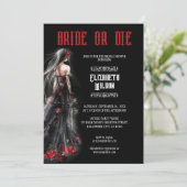 ゴシック結婚ブラックのドレス花嫁またはダイブライダル 招待状 (スタンド正面)