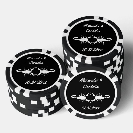 ゴシック結婚ホワイトサソリカスタムズ ポーカーチップ (積み重ね)
