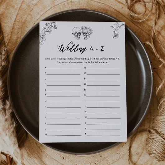 ゴシック結婚ラブズA-Zブライダルシャワーゲームカード 招待状