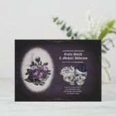 ゴシック結婚ヴィンテージフローラ紫スカル 招待状 (スタンド正面)