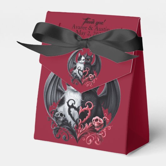 ゴシック結婚体のモノクロ猫の愛玩箱 フェイバーボックス (正面サイド)