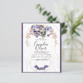 ゴシック結婚式招待状紫オレンジスカル (スタンド正面)