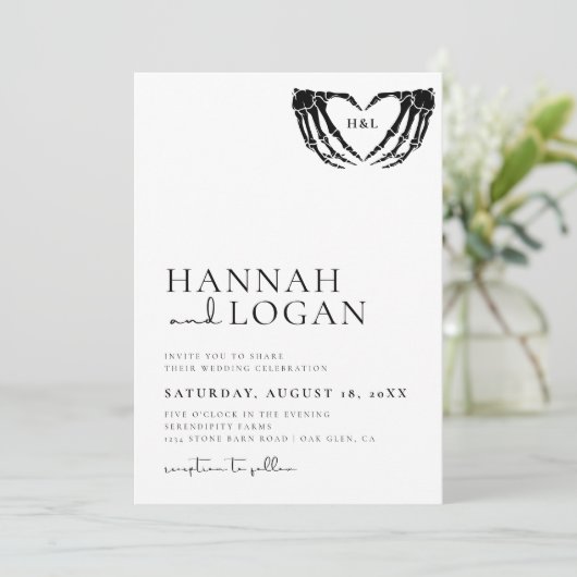 ゴシック結婚式招待状、ミニマル結婚リスト 招待状 (スタンド正面)