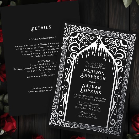 ゴシック結婚様式の吸血鬼の大聖堂 箔招待状