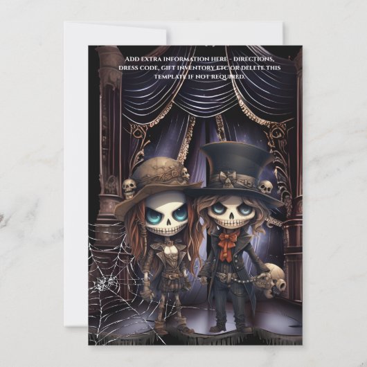 ゴシック結婚様式の新郎新婦の不気味な教会ゴシック 招待状 (裏面)