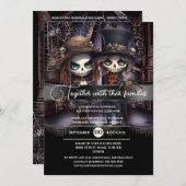 ゴシック結婚様式の新郎新婦の不気味な教会ゴシック 招待状 (正面/裏面)