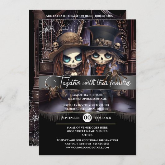 ゴシック結婚様式の新郎新婦の不気味な教会ゴシック 招待状 (正面/裏面)