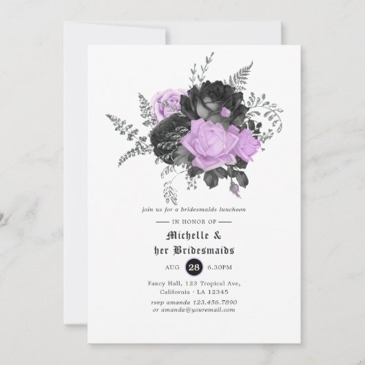 ゴシック結婚様式の花嫁昼食会 招待状 (正面)