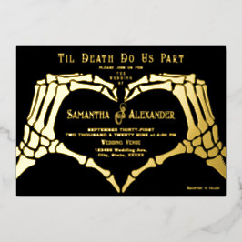 ゴシック結婚様式の黒い骸骨の手が死ぬまで 箔招待状