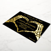 ゴシック結婚様式の黒い骸骨の手が死ぬまで 箔招待状 (回転した状態)