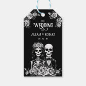 ゴシック結婚骨格のカップルの贈り物ラベル ギフトタグ (正面)