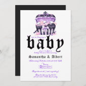 ゴシック胸部スカルハロウィーンゴシックベビーシャワー 招待状 (正面/裏面)