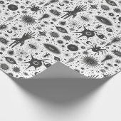 ゴシック色で不気味なパターン（の模様が）あるクモの手の目 ラッピングペーパー (角)