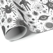 ゴシック色で不気味なパターン（の模様が）あるクモの手の目 ラッピングペーパー (ロールコーナー)