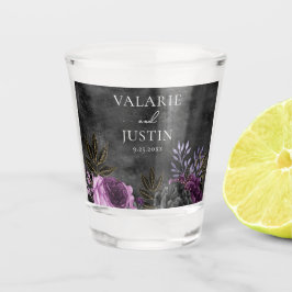 ゴシック色の紫と黒のフローラ結婚ズ ショットグラス