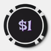 ゴシック色の蝶の紫の黒パーソナライズされた ポーカーチップ (裏面)