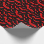 ゴシック色の赤い滴下血こうもりハロウィーン ラッピングペーパー (角)