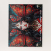 ゴシック色の赤い蝶の女の子 ジグソーパズル (縦)