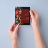 ゴシック色の赤と黒のフローラ結婚の全てが一体 チラシ (手)