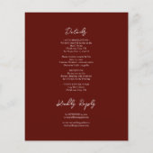 ゴシック色の赤と黒のフローラ結婚式招待状 (裏面)