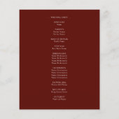 ゴシック色の赤と黒のフローラ結婚式 プログラム (裏面)