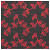 ゴシック色の黒と赤のスカル ファブリック (クローズアップ)