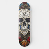 ゴシック色ステンドグラススカルデザイン スケートボード (正面)