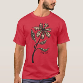 ゴシック花レトロヴィンテージインクレッドブラック文字T-S Tシャツ