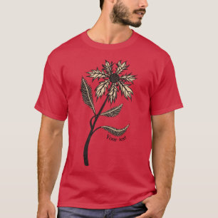 ゴシック花レトロヴィンテージインクレッドブラック文字T-S Tシャツ