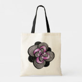 ゴシック花紫色ブラック抽象芸術フローラ トートバッグ (裏面)