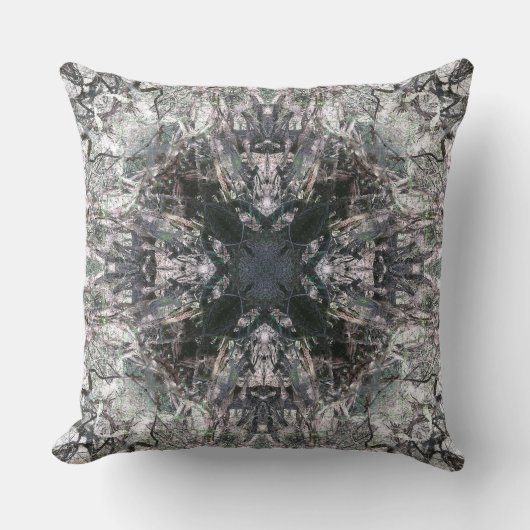 ゴシック華美ステンドグラス正方形クロスマンダラ クッション (正面)