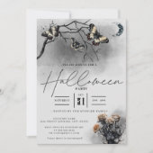 ゴシック蛾とムーンブラックアダルトハローウィンパーティ 招待状 (正面)