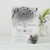 ゴシック蛾とムーンブラックアダルトハローウィンパーティ 招待状 (スタンド正面)