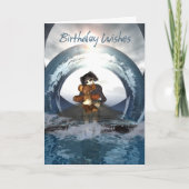 ゴシック誕生日カードリトルゴシックガールアンドデディB カード (正面)