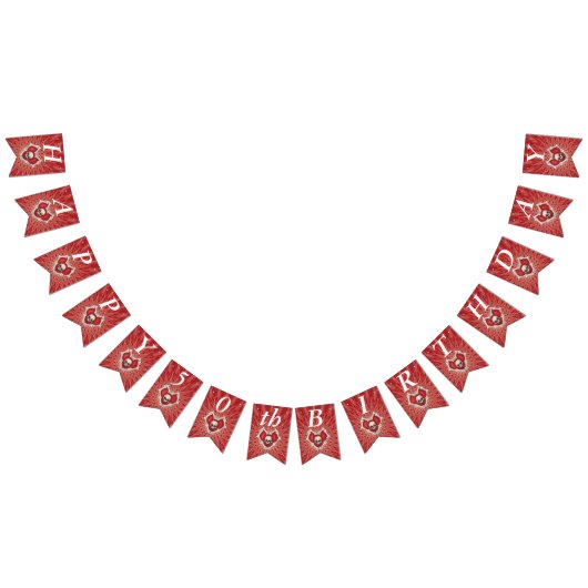 ゴシック誕生日スカルボーン赤いハートオンらせん状 バンティングフラッグ (全)