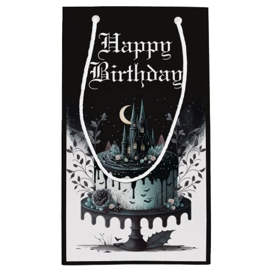 ゴシック誕生日抱き枕 – 城お誕生日ケーキ スモールペーパーバッグ (裏面)