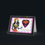 ゴシック誕生日for Friend, Lady Skeleton, Cupcake カード<br><div class="desc">花とカップケーキを持つ女性のスケルトン祝が友達の誕生日を望んでいる。パペル・ピカドフェイク、紙の切り抜きレースのようが縁ど作る。スケルトンはカトリーナ「死者の女性」。文字の中に遊は言葉ユーモアのあるがある。スケルトン要素はstillg4r/OpenClipArt提供。</div>