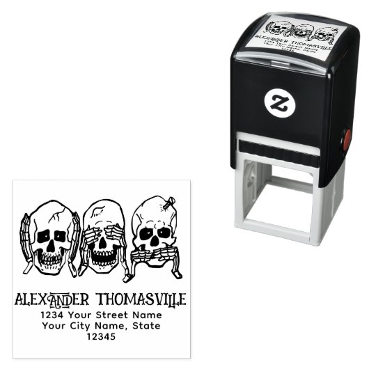 ゴシック語のスカルを参照し話て、邪悪な名前アドレスを聞く セルフインキングスタンプ (インサイチュ)
