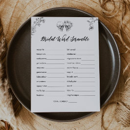 ゴシック語スクランブルブライダルシャワーゲームカード 招待状