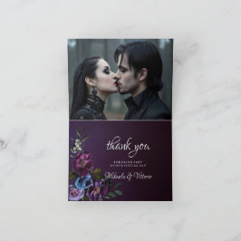 ゴシック調のダークフラワーの結婚式 写真 サンキューカード